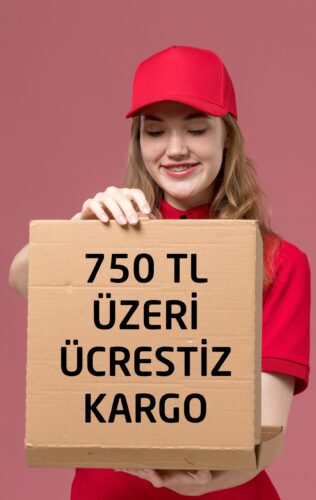 front view female courier in red uniform holding opening food box with smile on pink desk uniform service delivering worker
